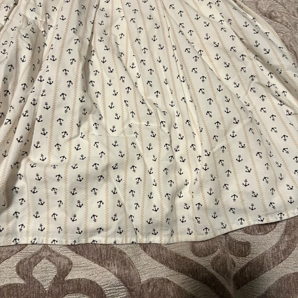 Jack Wills Women's Cream and Navy Dress - Size 6